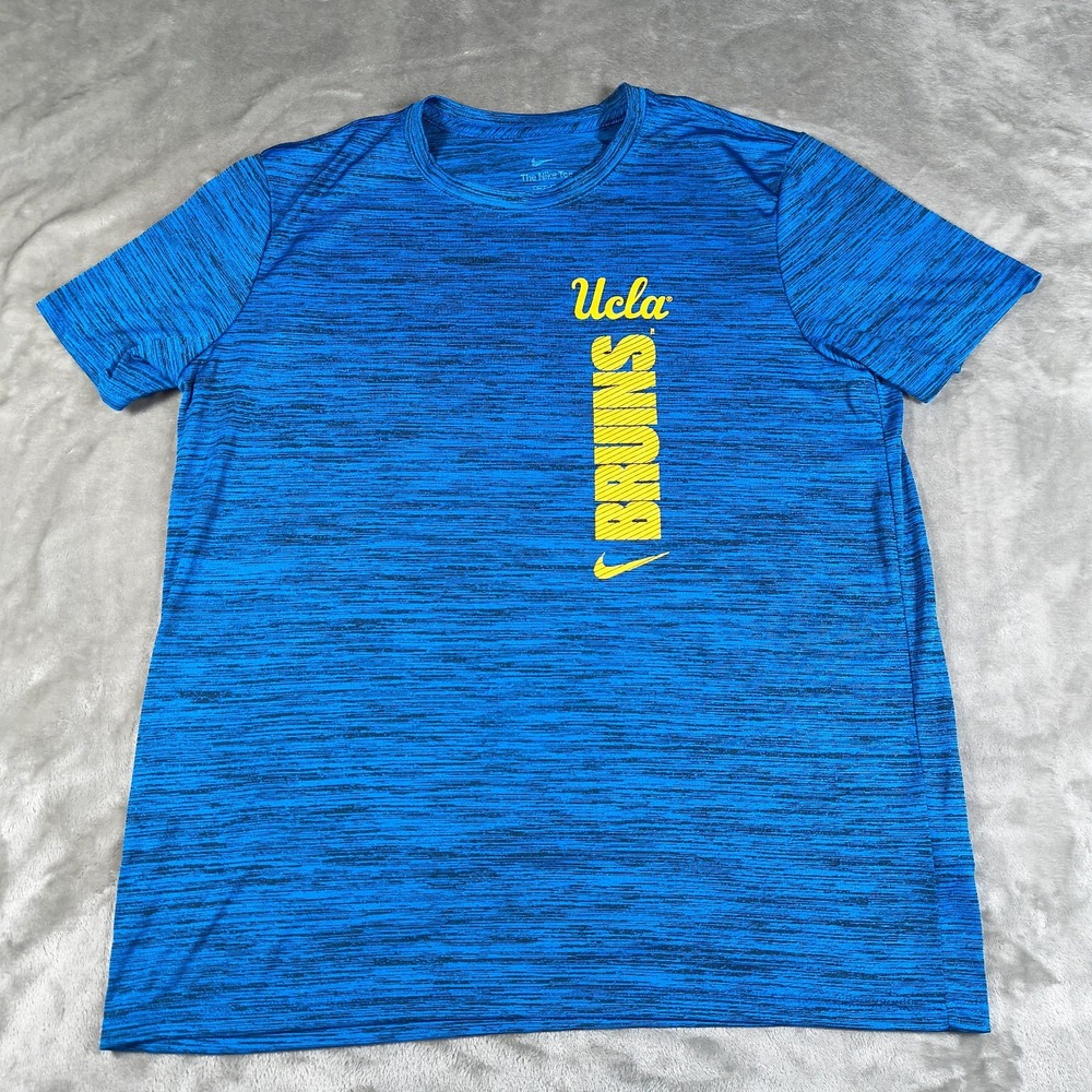 UCLA Bruins Shirt Mens Large Blue Nike Striped Performance Dri Fit Crew Neck